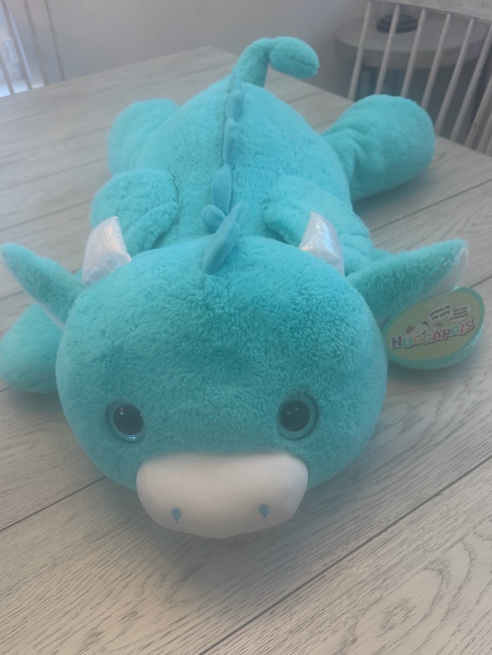 NWT Jumbo 32" Huggapals Tatiana Teal Dragon Plush Pillow Kellytoy Rare